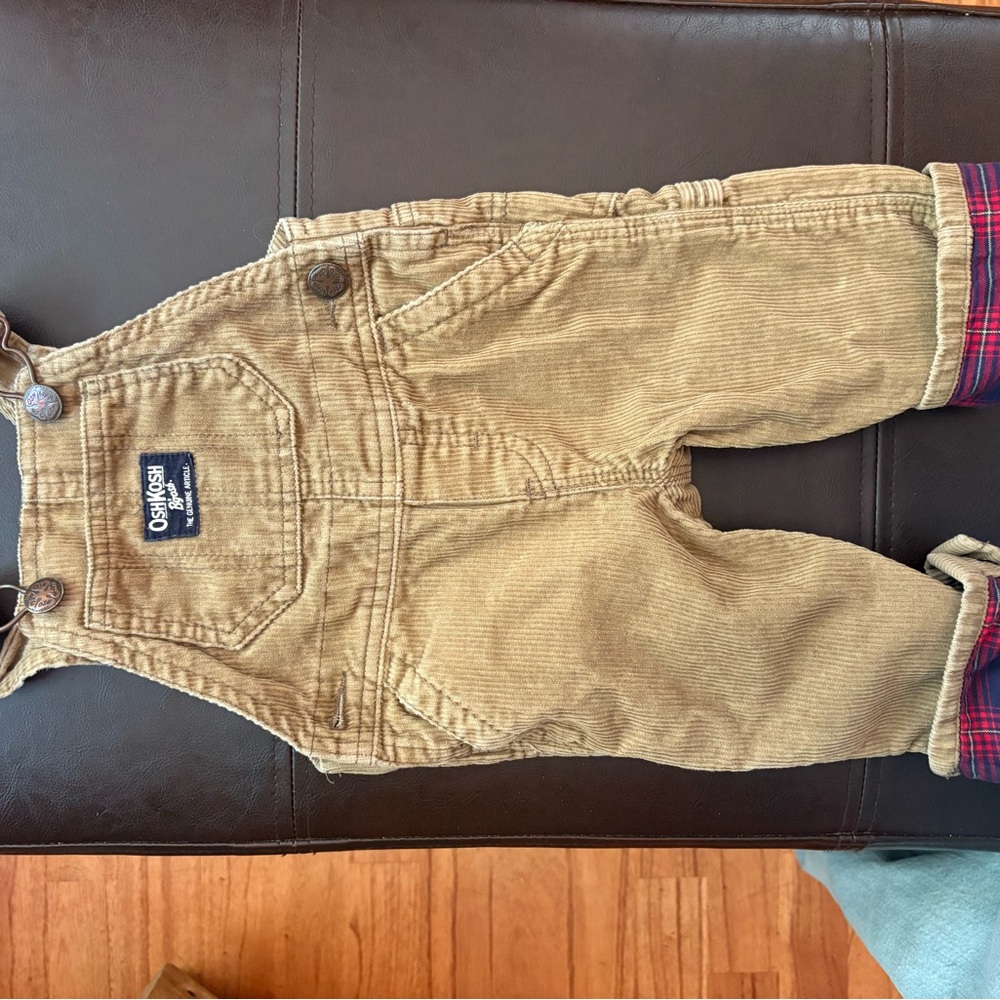 vintage oshkosh corduroy overalls with plaid lining 6 months